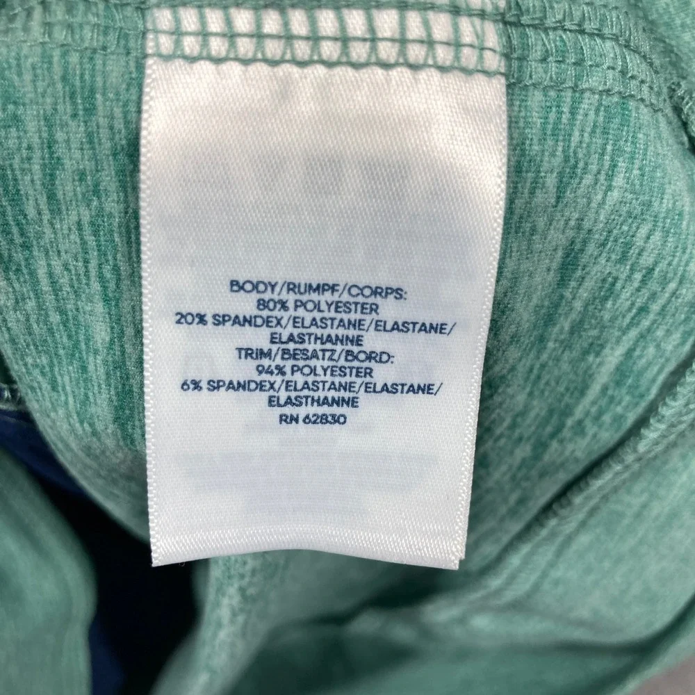 Lands' End Quarter Zip Pullover‎ Mens Large Teal Heather Navy Stretch Pocket